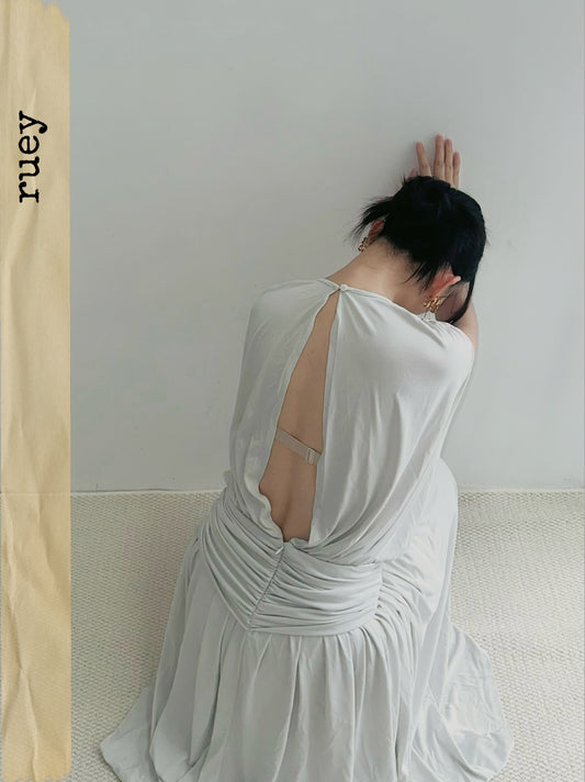 RÜEY Draped Open-Back Maxi Dress