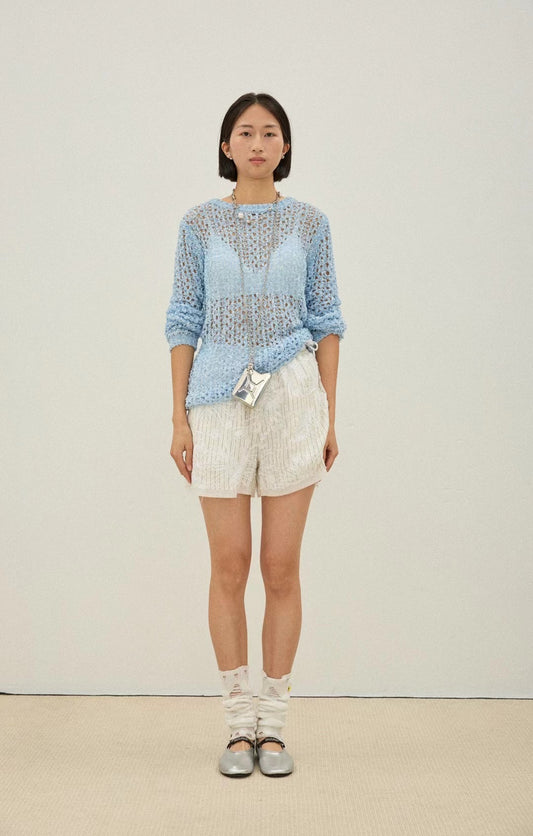 RÜEY Powder Open-Knit Long Sleeve Top
